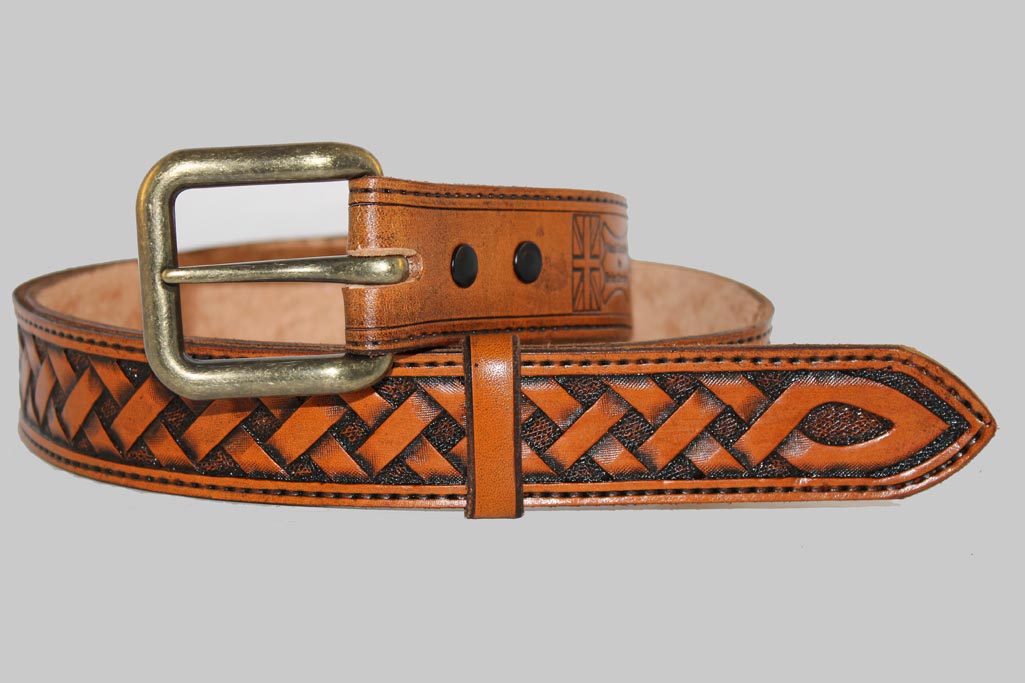 Hand carved leather belt - Straight Celtic weave - Leatherwork by Brian ...