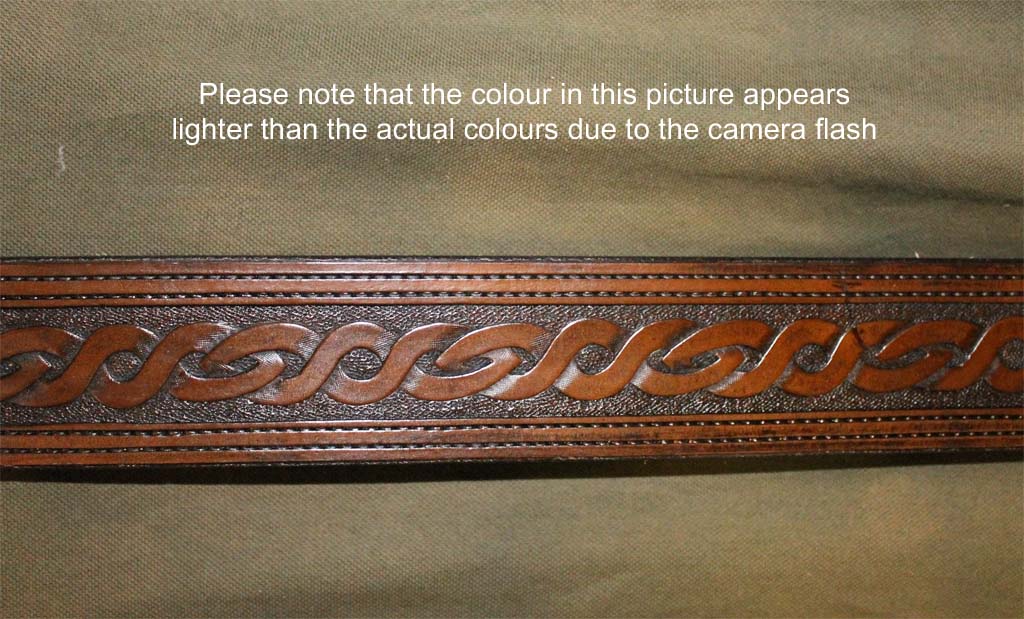 Hand Crafted Leather Guitar Strap Celtic carved Leatherwork by