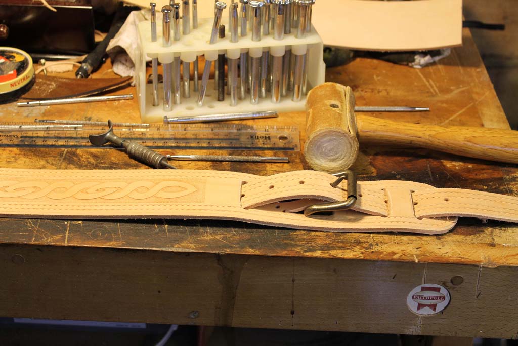 Hand Crafted Leather Guitar Strap Celtic carved Leatherwork by