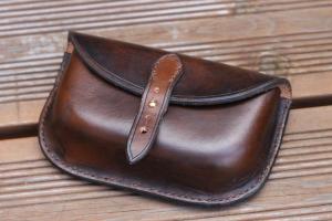 Hand Crafted Leather Belt Pouch (Possibles Pouch)- Antique Brown - Leatherwork by Brian Kerrigan